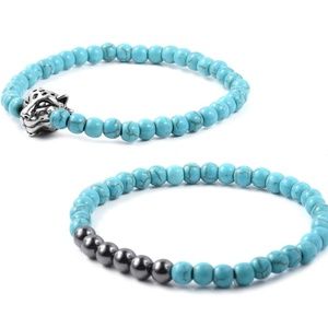 Set of 2 Blue Howlite beads bracelets